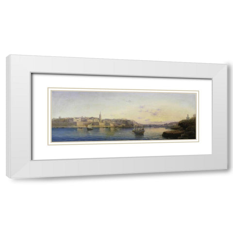 Valetta Harbour, Malta; and Medina, Malta White Modern Wood Framed Art Print with Double Matting by Galea, Luigi