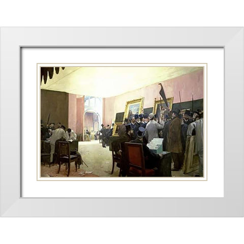 A Meeting of the Painting Jury White Modern Wood Framed Art Print with Double Matting by Gervex, Henri