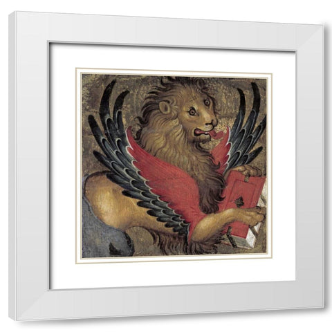 Lion in Majesty White Modern Wood Framed Art Print with Double Matting by Giambono, Michele