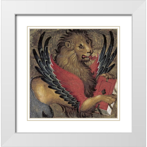Lion in Majesty White Modern Wood Framed Art Print with Double Matting by Giambono, Michele