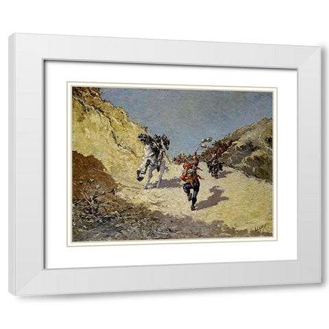 Don Quixote Baldomer White Modern Wood Framed Art Print with Double Matting by Gimenez, Baldomer Galofre