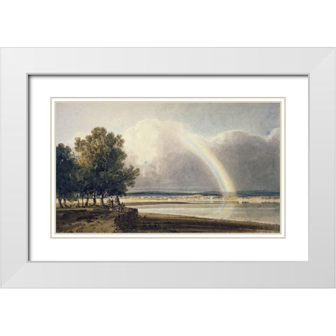 Rainbow on the Exe White Modern Wood Framed Art Print with Double Matting by Girtin, Thomas