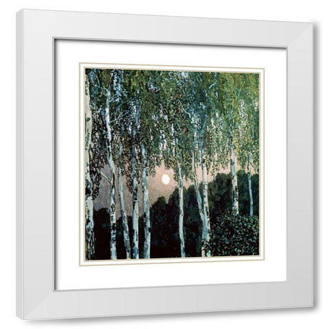 Birch Trees White Modern Wood Framed Art Print with Double Matting by Golovin, Aleksandr Jakovlevic