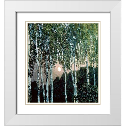 Birch Trees White Modern Wood Framed Art Print with Double Matting by Golovin, Aleksandr Jakovlevic