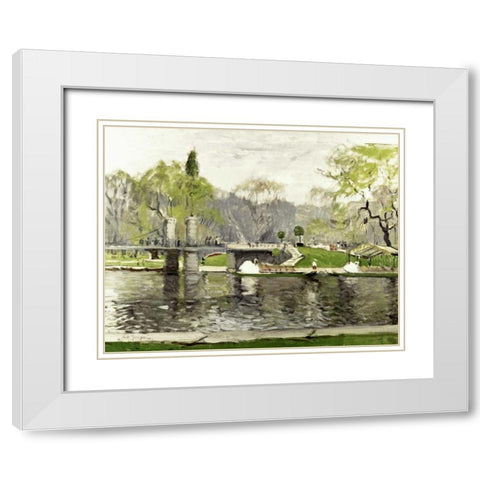 Boston Commons White Modern Wood Framed Art Print with Double Matting by Goodwin, Arthur Clifton