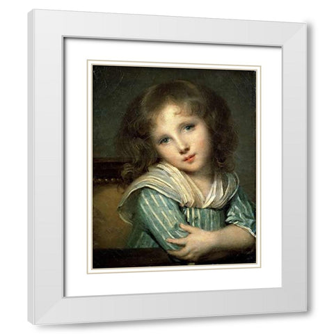 The Girl at the Table White Modern Wood Framed Art Print with Double Matting by Greuze, Jean Baptiste