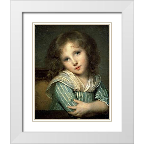 The Girl at the Table White Modern Wood Framed Art Print with Double Matting by Greuze, Jean Baptiste