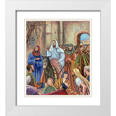 Entry into Jerusalem White Modern Wood Framed Art Print with Double Matting by Guercino, Giovanni