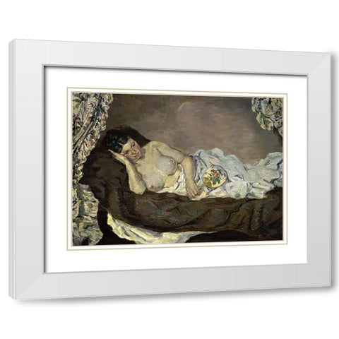 Reclining Nude White Modern Wood Framed Art Print with Double Matting by Guillaumin, Armand