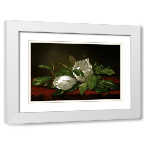 Magnolia White Modern Wood Framed Art Print with Double Matting by Heade, Martin Johnson