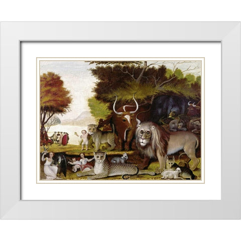 The Peaceable Kingdom - I White Modern Wood Framed Art Print with Double Matting by Hicks, Edward