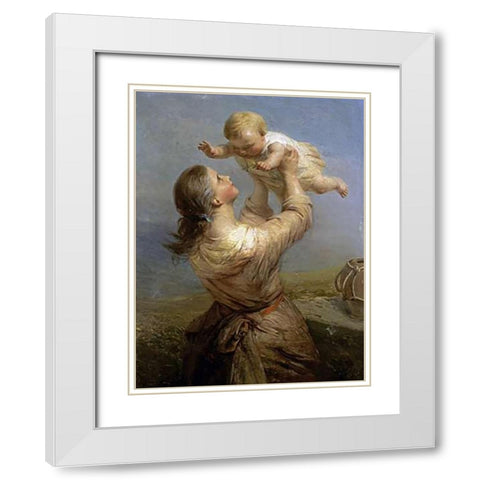 She Looks and Looks, and Still with New Delight White Modern Wood Framed Art Print with Double Matting by Hill, James John