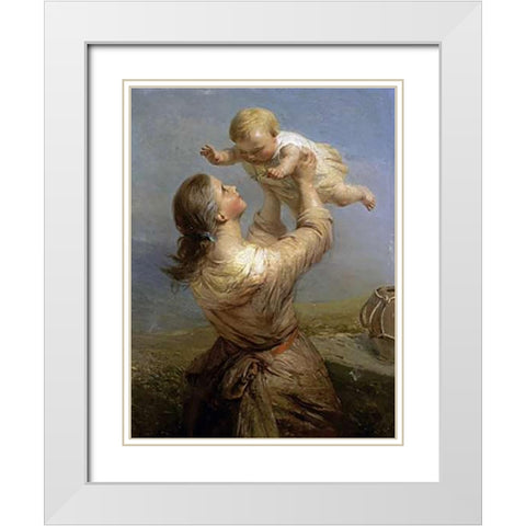 She Looks and Looks, and Still with New Delight White Modern Wood Framed Art Print with Double Matting by Hill, James John