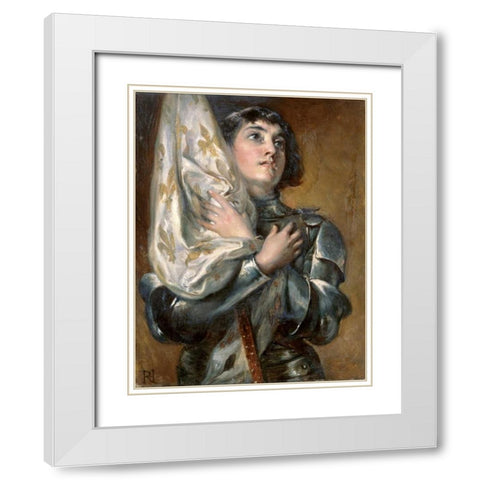 Joan of Arc White Modern Wood Framed Art Print with Double Matting by Hillingford, Robert Alexander