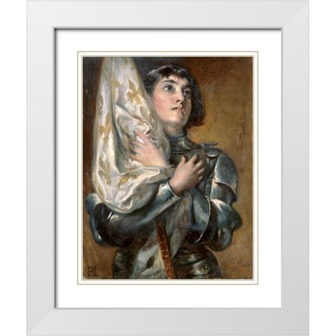 Joan of Arc White Modern Wood Framed Art Print with Double Matting by Hillingford, Robert Alexander