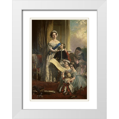 Queen Victoria and her Children White Modern Wood Framed Art Print with Double Matting by Horsley, John Callcott