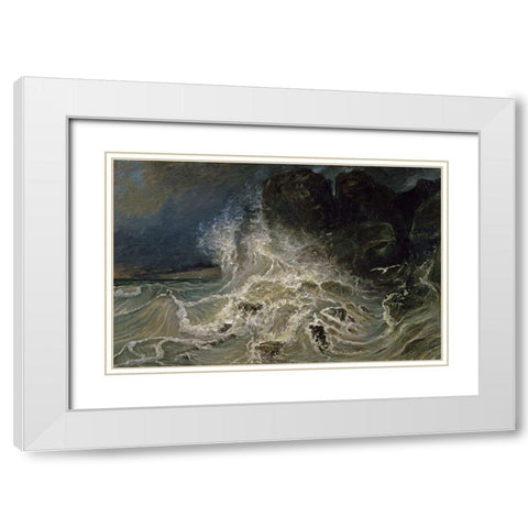 Breakers at the Granville Point White Modern Wood Framed Art Print with Double Matting by Huet, Paul