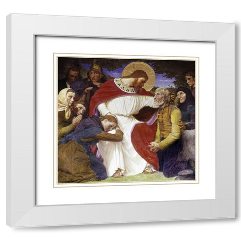 Jesus the Comforter White Modern Wood Framed Art Print with Double Matting by Jerndorff, August Andreas