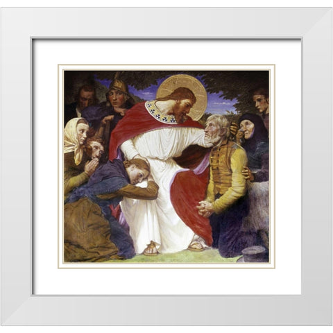 Jesus the Comforter White Modern Wood Framed Art Print with Double Matting by Jerndorff, August Andreas