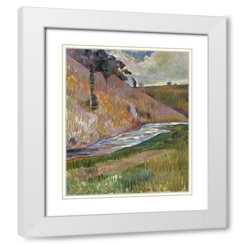 Breton Landscape White Modern Wood Framed Art Print with Double Matting by Laval, Charles