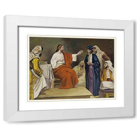 Jesus in the Synagogue White Modern Wood Framed Art Print with Double Matting by Leinweber, Robert