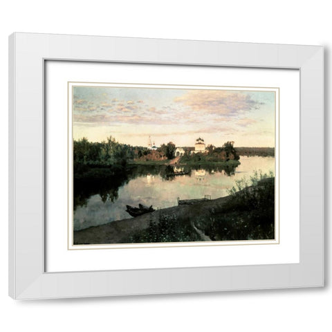 Evening Bells White Modern Wood Framed Art Print with Double Matting by Levitan, Isaak