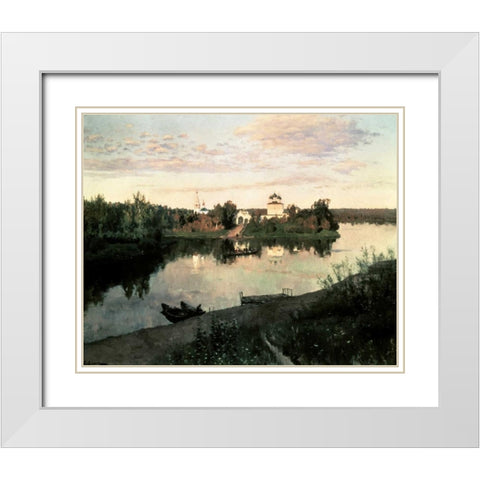 Evening Bells White Modern Wood Framed Art Print with Double Matting by Levitan, Isaak