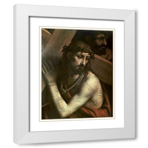 Museumist Bearing His Cross White Modern Wood Framed Art Print with Double Matting by Luini, Bernardino