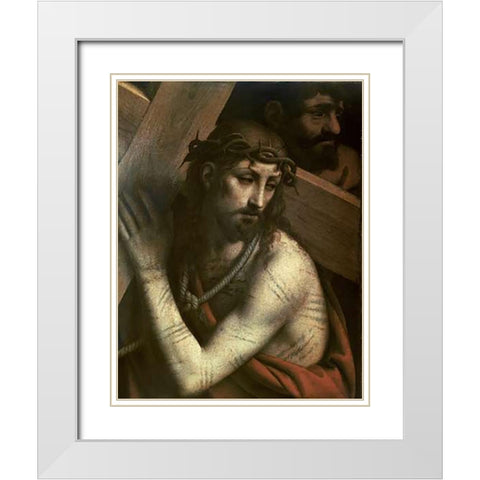 Museumist Bearing His Cross White Modern Wood Framed Art Print with Double Matting by Luini, Bernardino