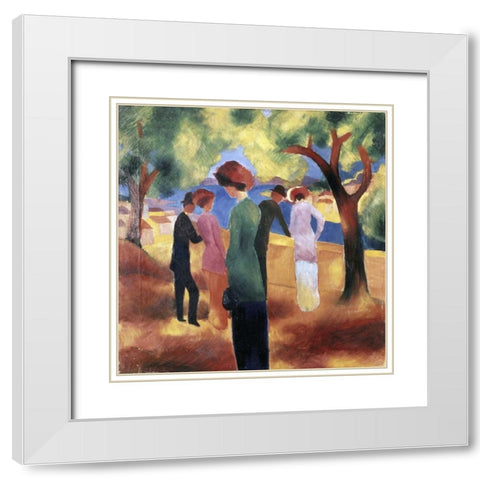 Lady in a Green Jacket White Modern Wood Framed Art Print with Double Matting by Macke, August