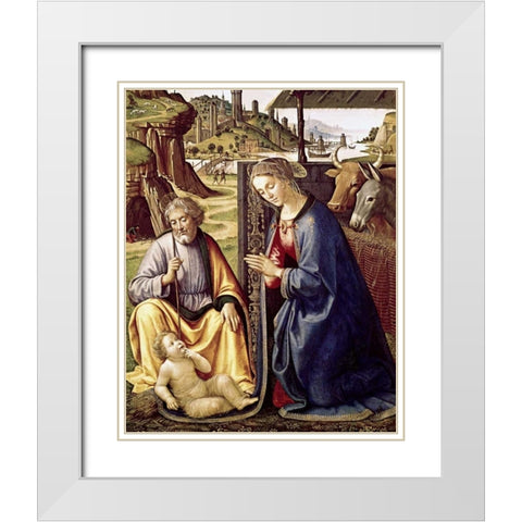 The Birth of Christ White Modern Wood Framed Art Print with Double Matting by Mainardi, Sebastiano