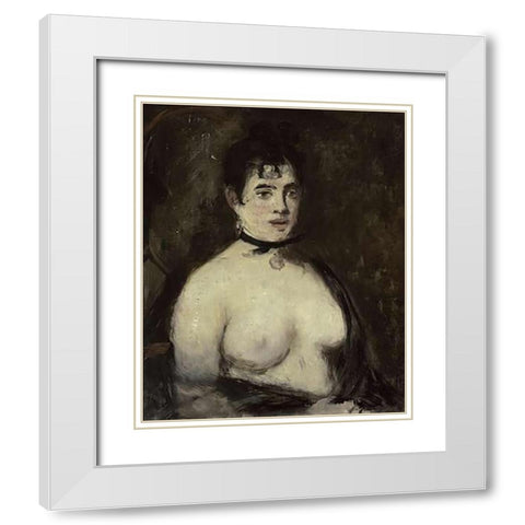 La brune aux seins nus, 1872 White Modern Wood Framed Art Print with Double Matting by Manet, Edouard