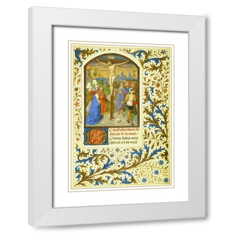 The Crucifixion : Book of Hours - Detail White Modern Wood Framed Art Print with Double Matting by Marmion, Simon
