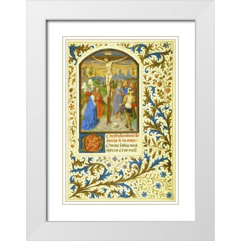 The Crucifixion : Book of Hours - Detail White Modern Wood Framed Art Print with Double Matting by Marmion, Simon