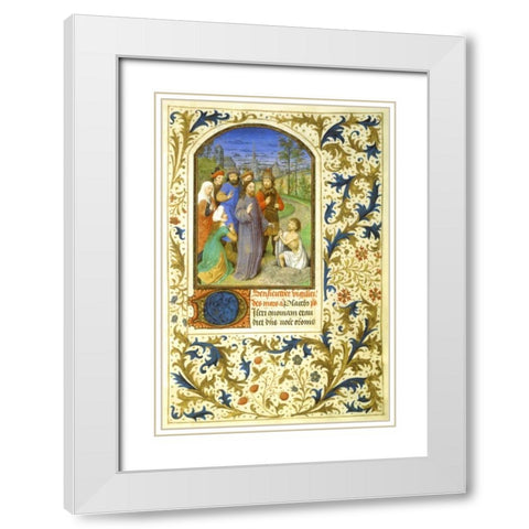 The Raising of Lazarus : Book of Hours - Detail White Modern Wood Framed Art Print with Double Matting by Marmion, Simon