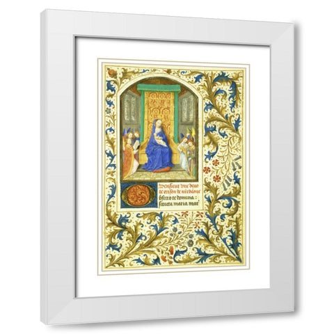 The Virgin Enthroned : Book of Hours - Detail White Modern Wood Framed Art Print with Double Matting by Marmion, Simon