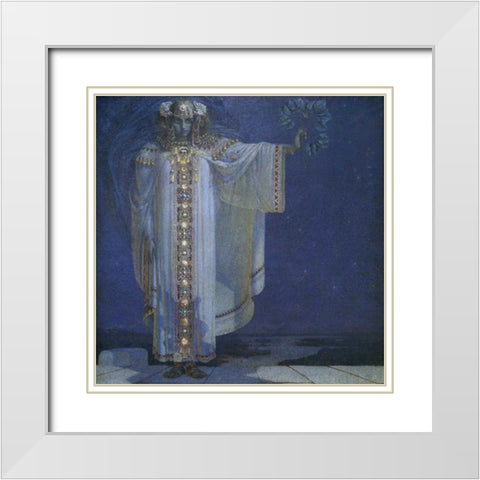 Prophetess Libusa White Modern Wood Framed Art Print with Double Matting by Masek, Vitezlav Karel