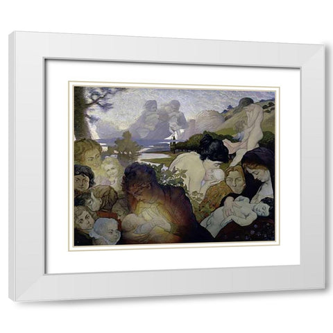 Motherhood White Modern Wood Framed Art Print with Double Matting by Maurin, Charles