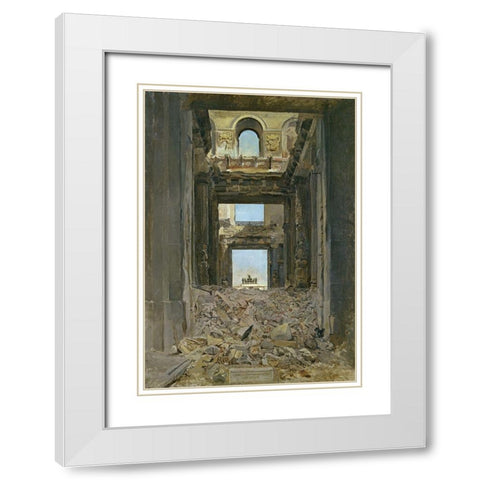Ruines des Tuileries White Modern Wood Framed Art Print with Double Matting by Meissonier, Jean Louis Ernest