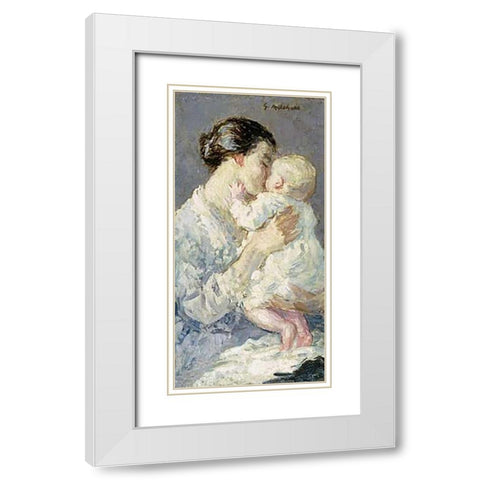 Julia Payne and Her Son Ivan White Modern Wood Framed Art Print with Double Matting by Melchers, Gari