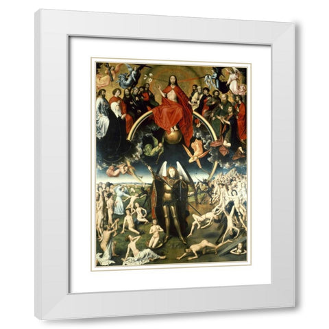 The Last Judgement White Modern Wood Framed Art Print with Double Matting by Memling, Hans