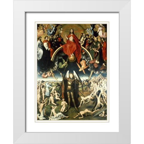 The Last Judgement White Modern Wood Framed Art Print with Double Matting by Memling, Hans