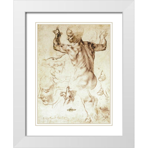 Anatomy Sketches - Libyan Sibyl White Modern Wood Framed Art Print with Double Matting by Michelangelo
