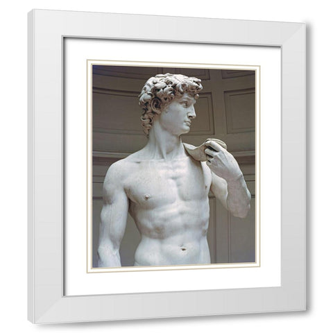 David (Detail I) White Modern Wood Framed Art Print with Double Matting by Michelangelo