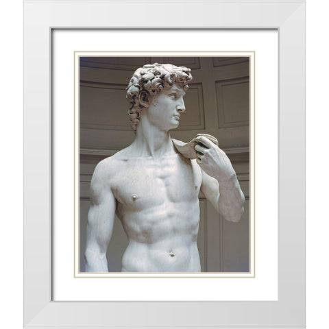 David (Detail I) White Modern Wood Framed Art Print with Double Matting by Michelangelo