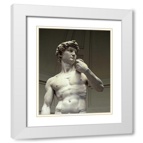 David - Detail II White Modern Wood Framed Art Print with Double Matting by Michelangelo