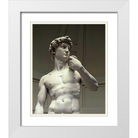 David - Detail II White Modern Wood Framed Art Print with Double Matting by Michelangelo