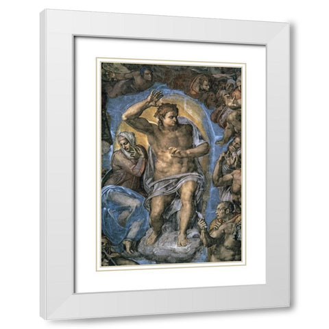 The Virgin Trying to Intercede with Christ White Modern Wood Framed Art Print with Double Matting by Michelangelo
