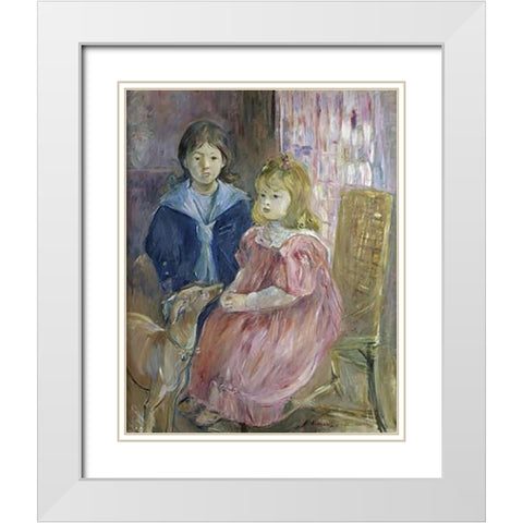 The Gabriel Children White Modern Wood Framed Art Print with Double Matting by Morisot, Berthe