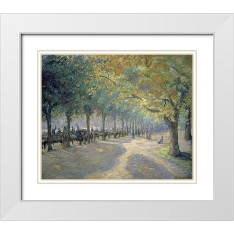 Hyde Park, London White Modern Wood Framed Art Print with Double Matting by Pissarro, Camille